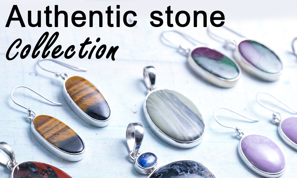 Authentic stone pendants and earrings