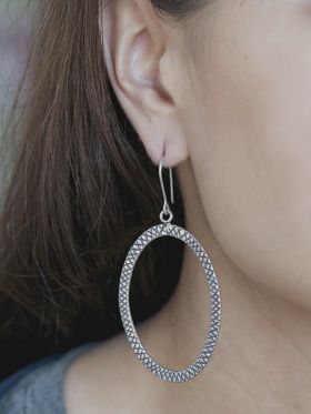 Checker Oval Earrings