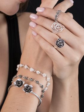 Black Rose Open Bangle