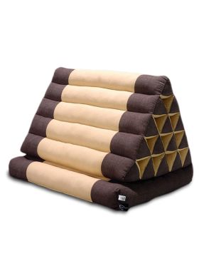 King Triangle Pillow One Fold Cotton Linen (Brown/Tan)