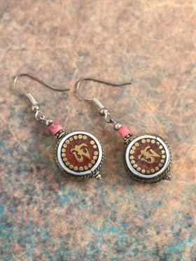 Red Om Earrings