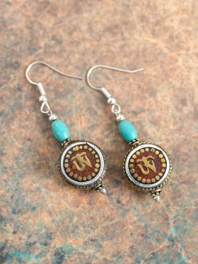 Red Om Earrings
