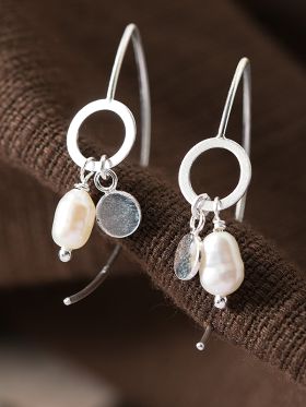 Pearl Disc Earrings