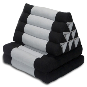 Triangle Pillow Two Fold Cotton Linen (Black/Gray)