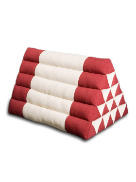 King Triangle Pillow Cotton Linen (Burgundy/Cream)