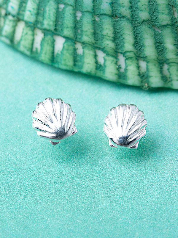 womens-jewelry-tiny-stud-earrings-sterling-silver-clamshell-oxidized