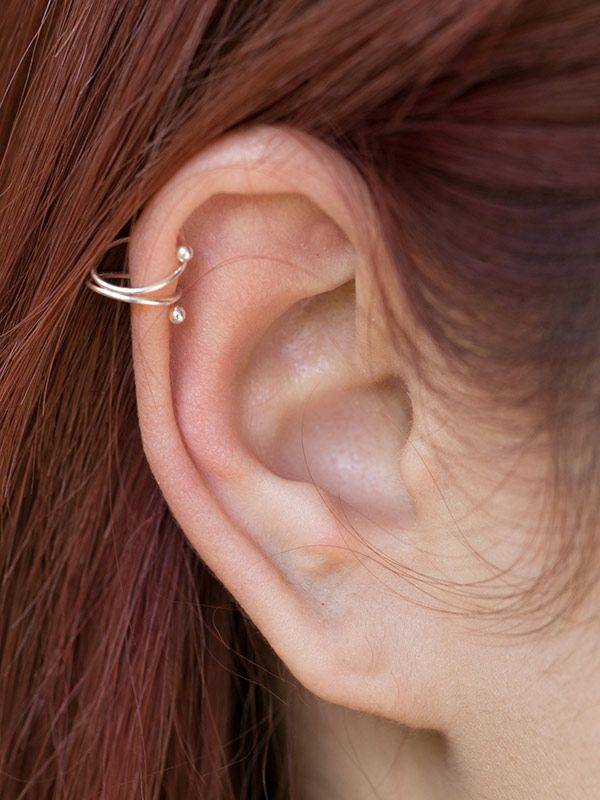 Silver yarn Ear Cuffs