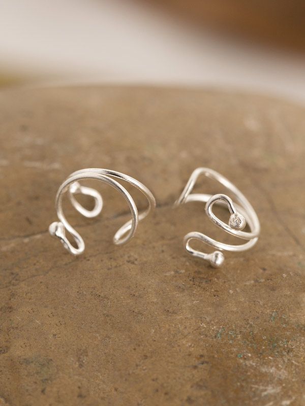 Silver yarn Ear Cuffs