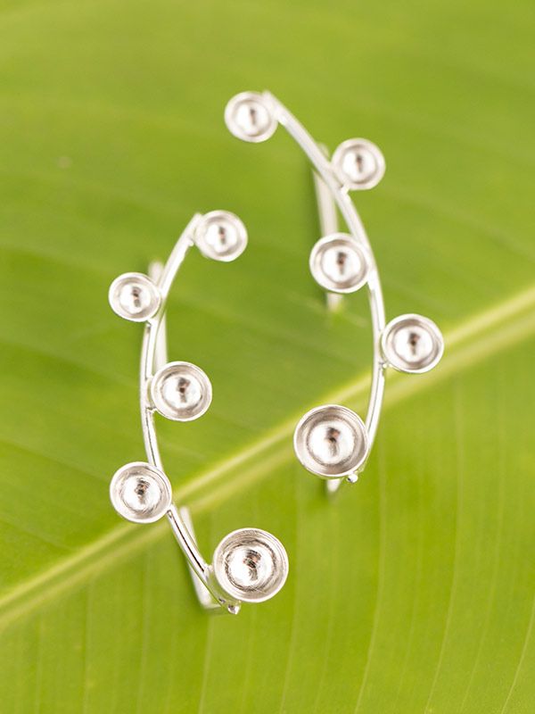 Silver Bowls Ear Climbers