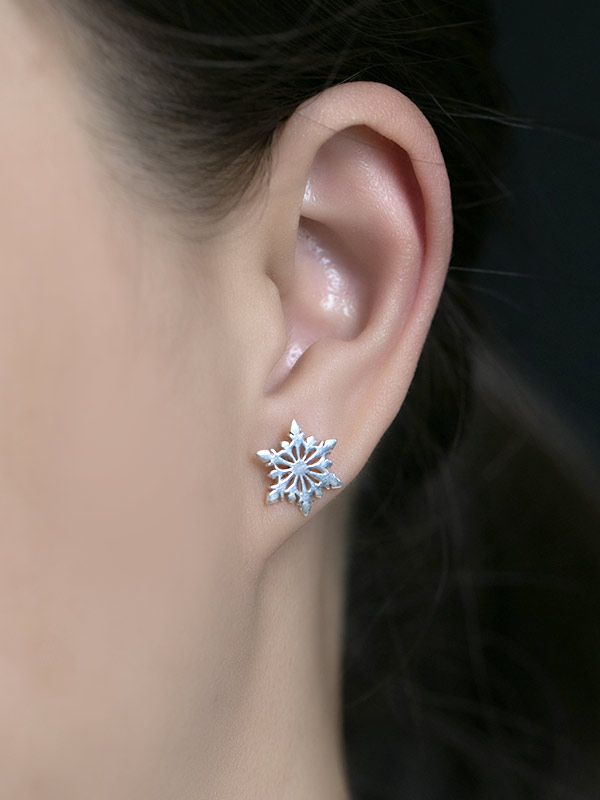 Sterling Snowflake Studs