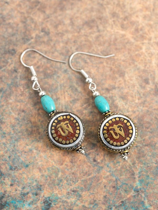 Red Om Earrings