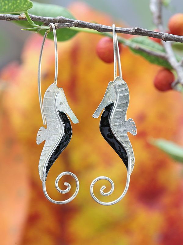 Sterling Seahorse Earrings