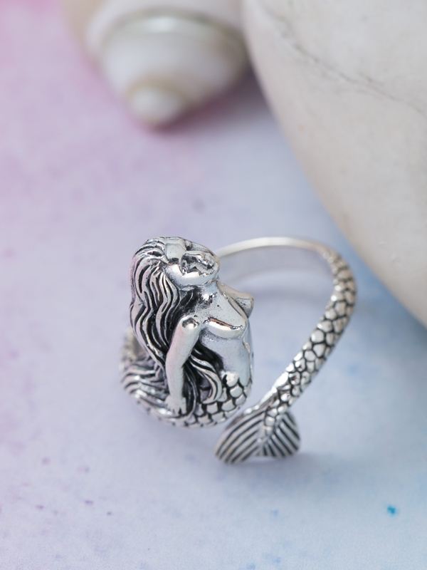 Ancient Silver Ring Mermaid Y Pearl Jewelry Love Precious 